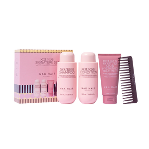 NAK Nourish Trio Shampoo, Conditioner 350ml, Treatment 150ml & Hair Comb